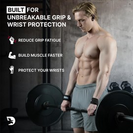 DMoose Fitness Lifting Straps - 4mm Neoprene Padded Wrist Straps for Weightlifting & Powerlifting - Cotton Lifting Strap with Silicone Grip for Men & Women (American Silicone)