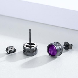 YueYuan Viking Earrings 925 Sterling Silver Nordic Viking Jewellery Earrings Amethyst Earrings Viking Rune Earrings for Men Women, One size, Sterling Silver, Zircon