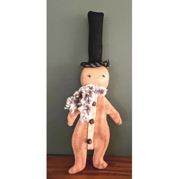 Handcrafted Primitive Handcrafted Vintage Look Striped Snowman Top Hat Bowl