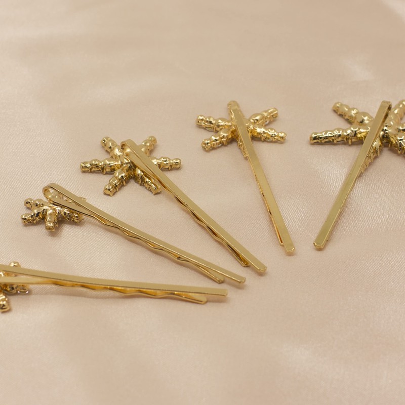 5 horquillas de pelo con estrellas para mujer, plata dorada