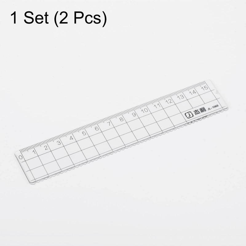 sourcing map 2pcs Straight Plastic Ruler 15cm Metric Plastic Clear