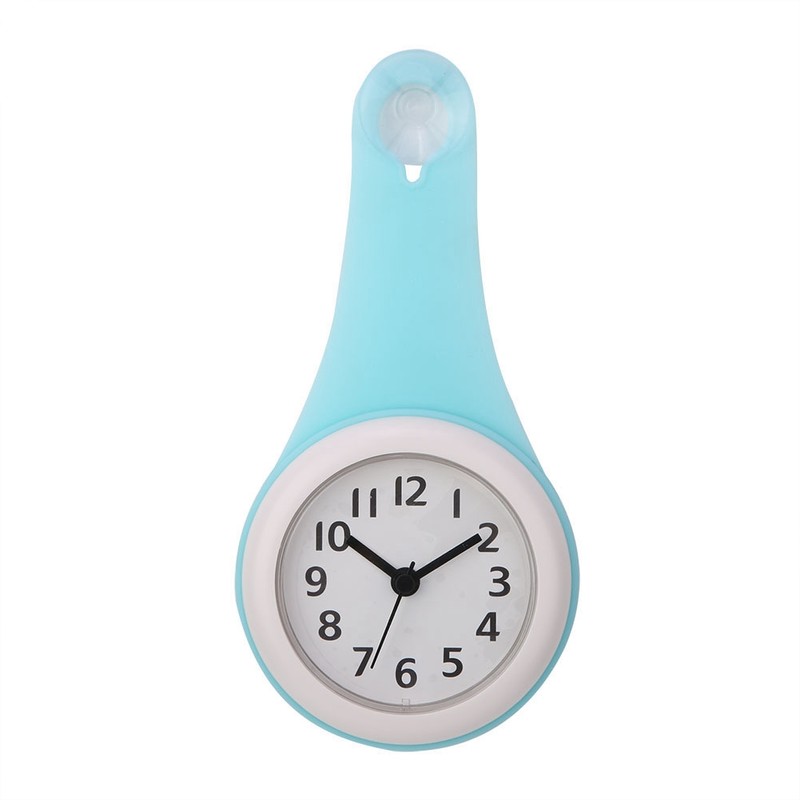 Fashionable Waterproof Hanging Bathroom Kitchen Clock Home Decoration (Blue)