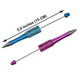 Maydahui 12PCS Diamond Beadable Ballpoint Pens Retractable Bling Bead Pen Plastic DIY Gem Pens Cool Shaft Beaded Pen for DIY Making School Party (Beads Not Included)