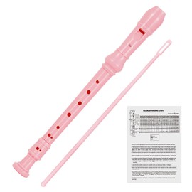 SDREAM Soprano Recorder Instrument for Beginners Students - German Fingering C Key 8 Hole Flute ABS Descant Recorders with Cleaning Rod Fingering Chart, Musical Gifts Pink