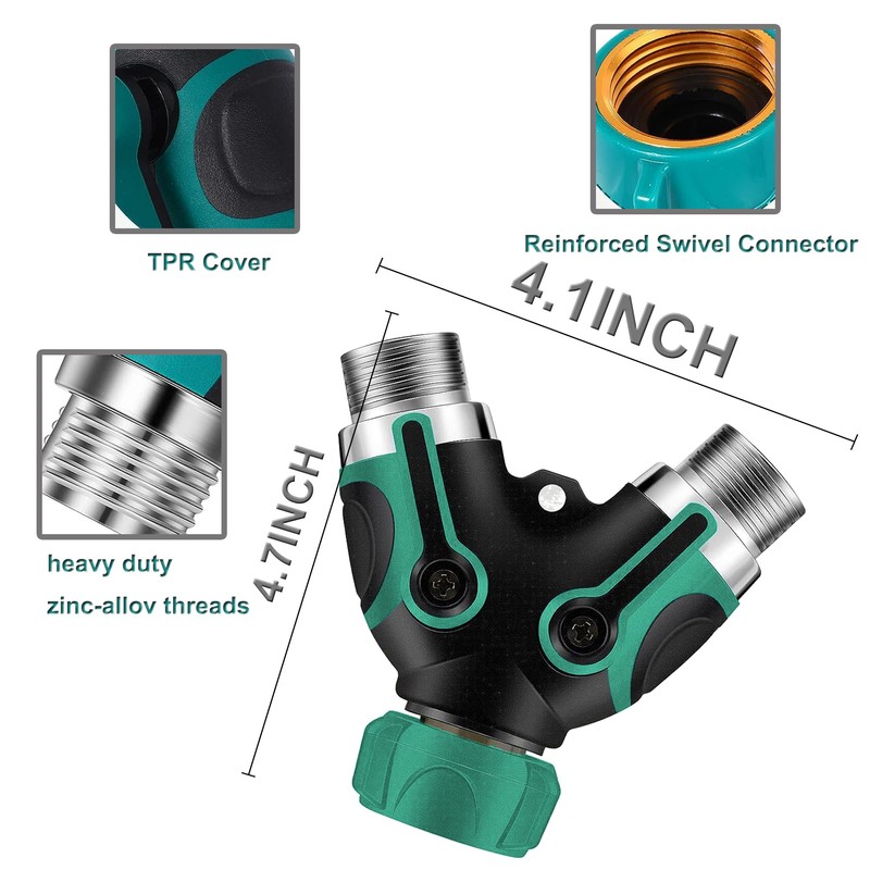Hose Splitter 2 Way, Heavy Duty Metal Connector, Two Way