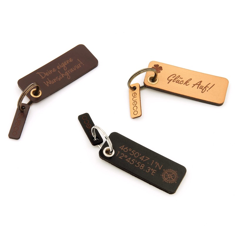 sueco - unikate & manufaktur Leather Keyring with Individual Engraving