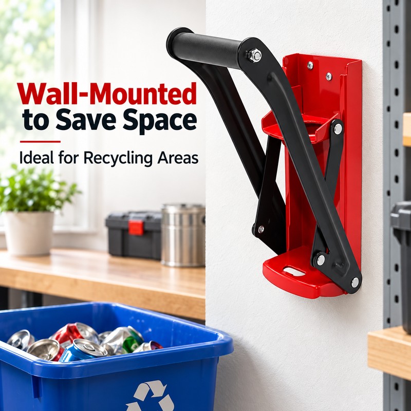 16 oz Wall-Mounted Can Crusher for Recycling – Manual Aluminum
