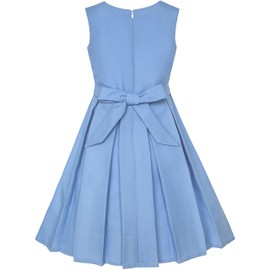 Sunny Fashion Girls Dress Color Block Contrast Bow Tie Party Size 10 Years Sky Blue