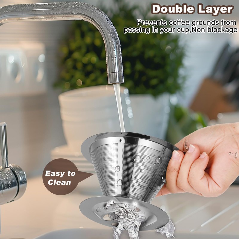 ANNMEXX Upgraded Pour Over Coffee Filter, Coffee Dripper, Paperless Mess