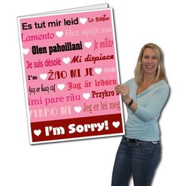 VictoryStore Jumbo Greeting Cards: Giant Sorry Card (Languages) , 2 feet x 3 feet Card with Envelope