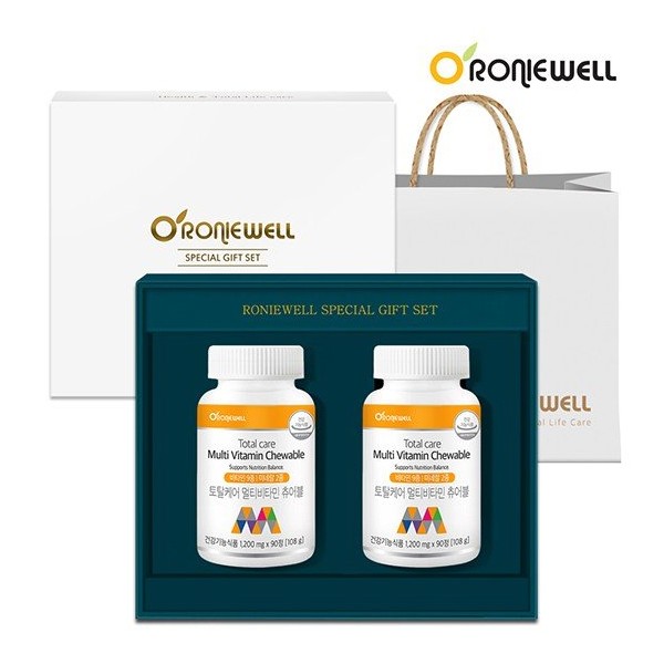 Roniwell Total Care Multivitamin Chewable 90 tablets x 2 gift set, total 6 month supply / 로니웰 토탈케어 멀티비타민 츄어블 90정 x 2개 선물세트 총6개월분