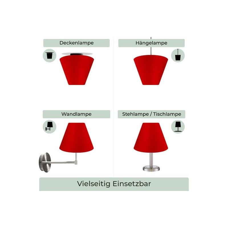 Wogati® Premium Lampshade, E14/E27, Cotton, Various Sizes and Colours, Colour: