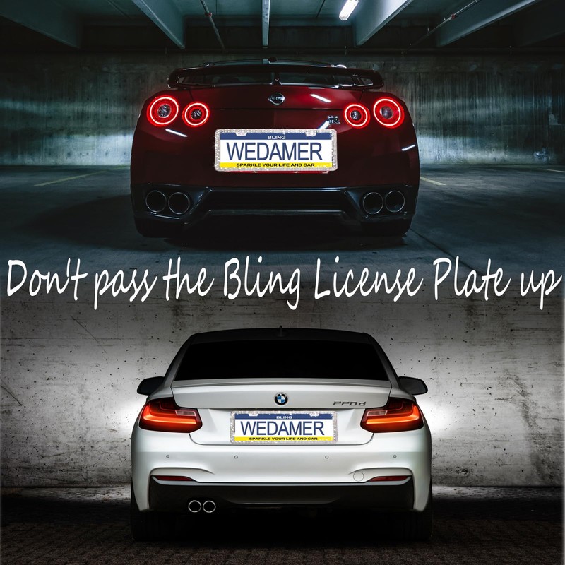 WEDAMER License Plate Frames for Women Bling License Plate Frame