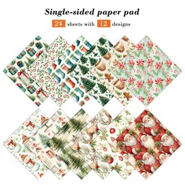Christmas Scrapbook Paper Pad 6''x 6'' - 24 Sheets Santa Claus Snowman Patterned Designed Decorative Decoupage Folded Card Material DIY Crafts Wrapping Planners Journals Photo Album