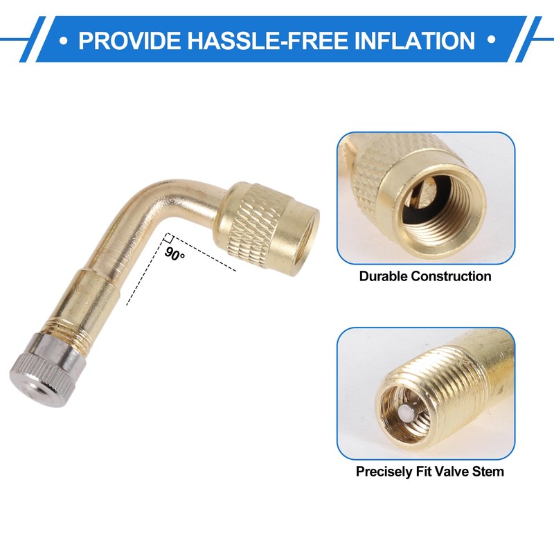X AUTOHAUX 1 Set 90 Degree Copper Tire Valve Extension