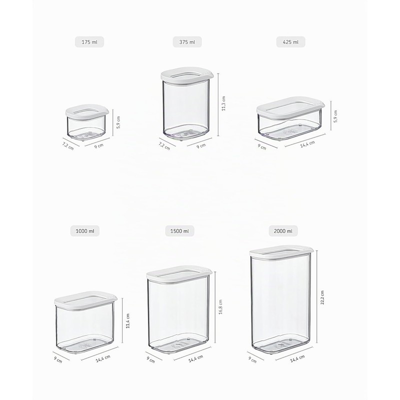 Mepal Set of 4 Food Storage Containers with Lids Rectangular