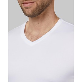 32 Degrees Mens Cool Quick Dry Active Lounge Basic Vneck T-Shirt, White, Small