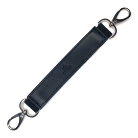 Genuine Leather Travel Belt for Attaching Briefcase or Bag to Luggage Over Handle - Removable Luaggage Strap for Add a Bag to Carry On Suitcase - 9.97-inch Length (Black)