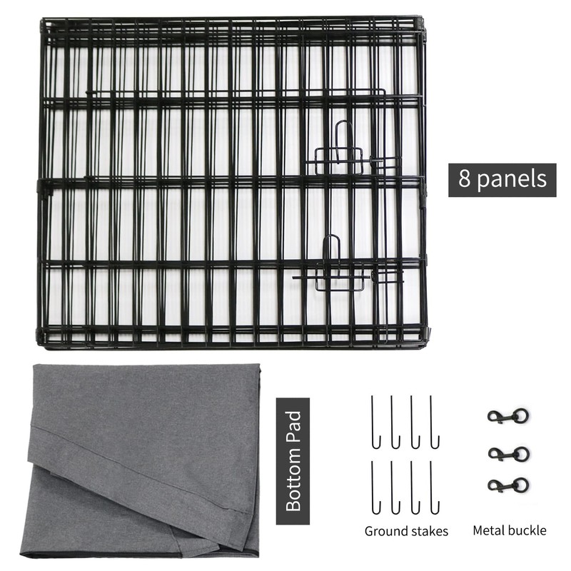 PETIME Foldable Metal Dog Exercise Pen/Pet Puppy Playpen Kennels Yard