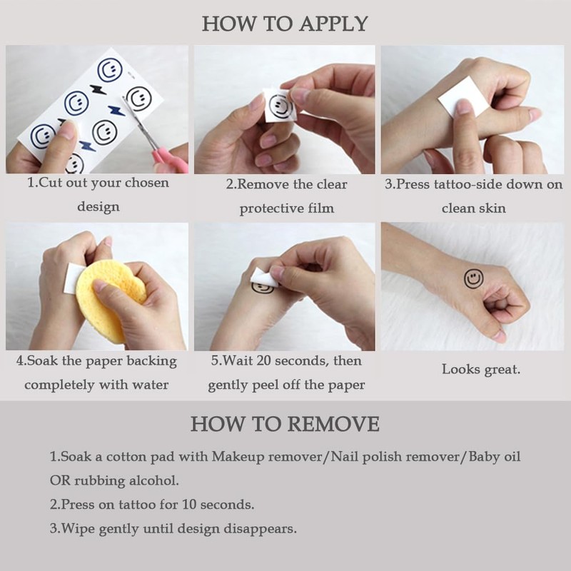 Oottati Small Cute Temporary Tattoo Sticker Set of 2 -