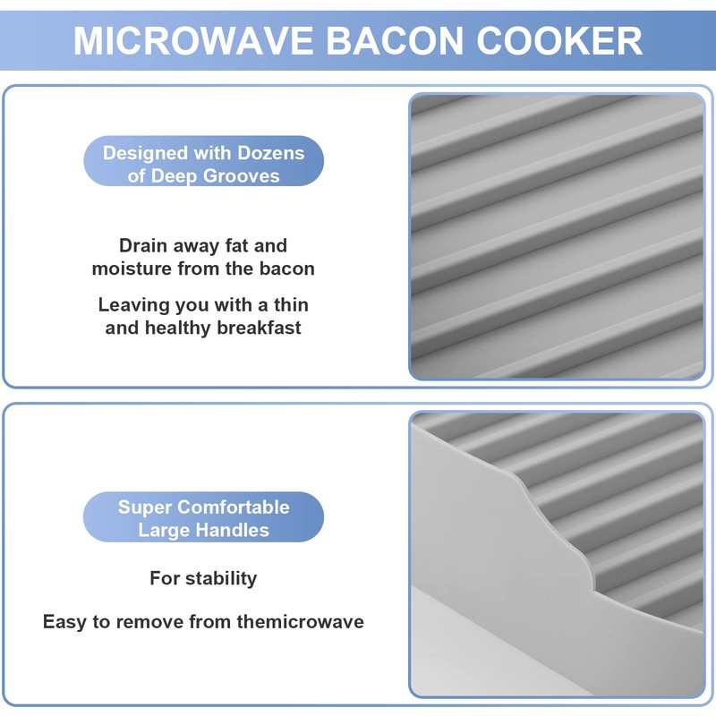 Microwave Bacon Maker, Food Grade Silicone Bacon Cooker for Microwave