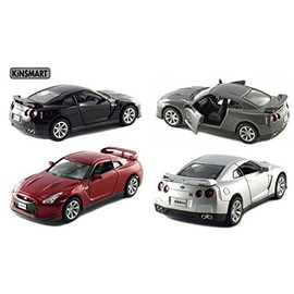 KiNSMART 2009 Nissan GT-R R35 SetOf4 5" 1:36 Scale Die Cast Metal Model Toy Car w/ Pullback Action