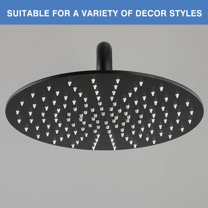 MEDIOMI Solid Metal Large Rain Shower Head, Round High Flow