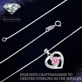 EVERU Heart Necklaces for Women 925 Sterling Silver Heart Necklace Heart Pendant Necklace Birthday, Anniversary, Valentine's Day Gift for Women, Wife, Mom