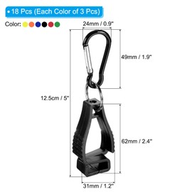 PATIKIL Glove Clips, Pack of 18 Glove Holder Clip Glove Belt Holder Work Gloves Gripper Helmet Holder for Construction Workers, Multicoloured