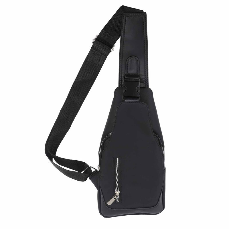 Small Chest Bag Black Color Oxford Fabric Sling Backpack with