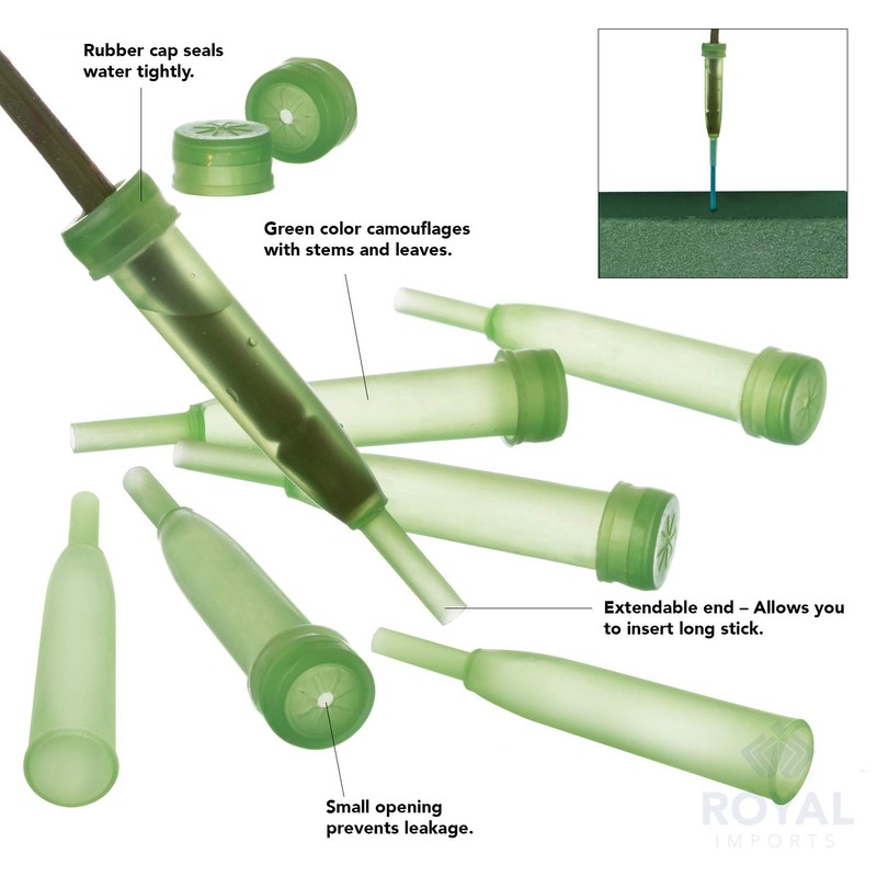 Royal Imports Floral Water Tubes/Vials for Flower Arrangements - Green