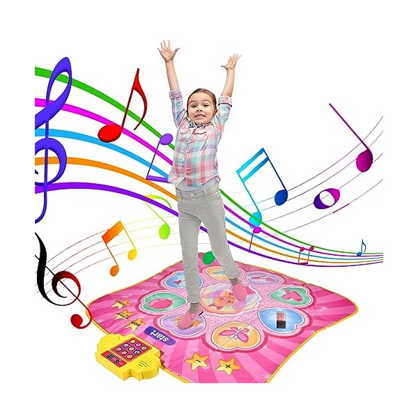 FYKERO Dance Mat - Dance Mixer Rhythm Step Play Mat - Dance Game Toy Gift for Kids Girls Boys - Dance Pad with LED Lights, Adjustable Volume, Built-in Music, 3 Challenge Levels (3-12 Years Old)