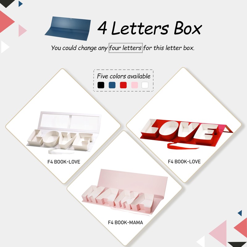 Geoto 4-Letter Shaped White/Pink/Red/Navy Blue XMAS Luxury Creative Design Cardboard