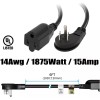 FIRMERST 6 Feet Heavy Duty Black Power Cord 14 Awg