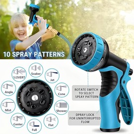 100FT/30M,Erweiterbarer Wasserschlauch mit 10-Funktionsschlauchdüse,Extra Festigkeit flexibler Schlauch mit 1/2"$3/4" 2in1 Messingbeschlägen für den Außenbereich,Flexibler Gartenschlauch