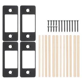 PATIKIL 1 x 2.24 inch strike plate for mortise lock, set of 4, adjustable door strike plate with screws, stainless steel door back plate for electronic locks, black