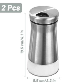 Set of 2 Mini Salt Shakers, Salt and Pepper Shaker Set Made of Stainless Steel, Salt Shaker with Lid, Adjustable Holes for Pepper, Salt, Sugar, Spices and Other Condiments