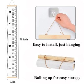 VUCDXOP Baby Height Chart Portable Rollable Canvas and Wood Height Chart Height Chart Removable Height and Growth Chart for Children's Brick Decoration