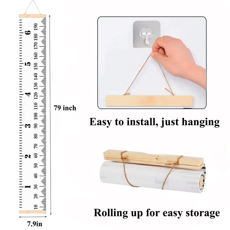 VUCDXOP Baby Height Chart Portable Rollable Canvas and Wood Height