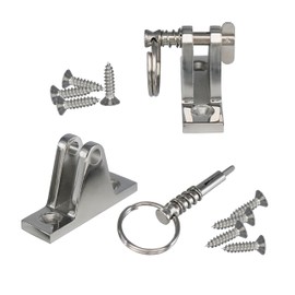 DNB Bimini Top Deck Hinges - 2 Packs Stainless Steel 316 with Ring and Removable Pin - Extra Installation Screws Included