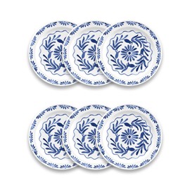 Abode Homewares Azul Salad Plate, 8.5-Inch, Pure Melamine, Indoor/Outdoor, Blue and White, Set of 6
