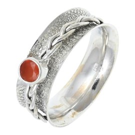JEWELSTREZORO Karneol Edelstein Spinnerring Männer & Frauen Spinnerring 925 Sterling Silber Meditationsring Geschenkartikel Schmuck TSR143D_53 (16.9)