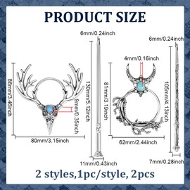 2 Styles Antler Hair Clips Gothic Hair Stick Slide Hairpins