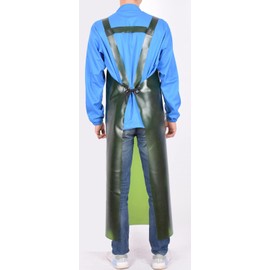 Reusable Safety rubber Aprons Waterproof oil proof Back Tie Stone Chemical Resistant Gardening Slaughter House (L-XXL, Sleeveless Green)