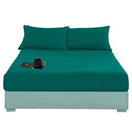 Flannelette Fitted Bed Sheet 100% Brushed Cotton or Matching Pillowcase Cover Teal Double 137cm x 190cm Approx.