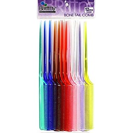 Brittny Bulk Bone Tail Comb, Assorted Clear Colors (Pack of 3)