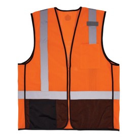 Ergodyne GloWear 8210Z-BK Class 2 Safety Vest, Hi Vis Mesh, Reflective, Black Front, Zipper