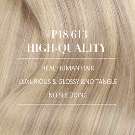 YoungSee Nano Hair Extensions Human Hair Blonde Highlights 18Inch Nano Tip Hair Extensions Real Human Hair Ash Blonde Highlights with Light Blonde Bead Hair Extensions Soft and Silky 50s 50g