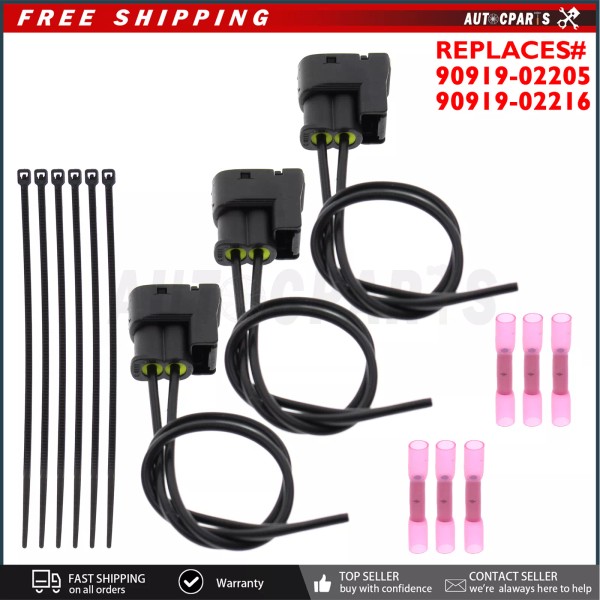 Autocparts 3pcs Set Connector Plug Coil Pack for Toyota Supra