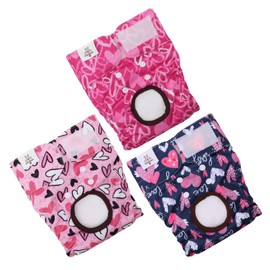 CuteBone Dog Diapers Female Washable Small Medium Large 3 Pack Reusable Doggie Diapers Puppy Period Pants for Doggy Heat Cycle Peeing D70XS